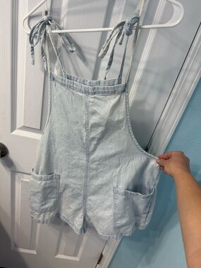 Aerie Denim Tie-Strap Romper